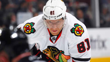 SAN JOSE, CA - JANUARY 31: Marian Hossa #81 of the Chicago Blackhawks skates against the San Jose Sharks at SAP Center on January 31, 2017 in San Jose, California. (Photo by Rocky W. Widner/NHL/Getty Images)