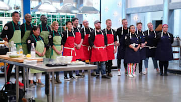 TOP CHEF -- " It?s Like They Never Left!" Episode 1701 -- Pictured: (l-r) Angelo Sosa, Gregory Gourdet, Lee Anne Wong, Eric Adjepong, Jennifer Carroll, Melissa King, Joe Sasto, Jamie Lynch, Kevin Gillespie, Bryan Voltaggio, Brian Malarkey, Nini Nguyen, Lisa Fernandes, Stephanie Cmar, Karen Akunowicz -- (Photo by: Nicole Weingart/Bravo)