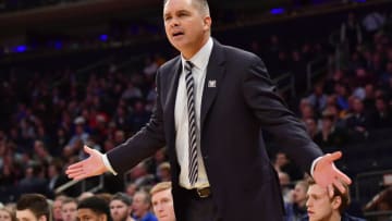 NEW YORK, NY - MARCH 09: Head coach Chris Holtmann of the Butler Bulldogs reacts against the Xavier Musketeers during the Big East Tournament Quarterfinals at Madison Square Garden on March 9, 2017 in New York City. (Photo by Steven Ryan/Getty Images)