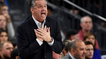 LAS VEGAS, NEVADA - DECEMBER 21: Head coach John Calipari of the Kentucky Wildcats reacts during his team's game against the Ohio State Buckeyes during the CBS Sports Classic at T-Mobile Arena on December 21, 2019 in Las Vegas, Nevada. The Buckeyes defeated the Wildcats 71-65. (Photo by Ethan Miller/Getty Images)
