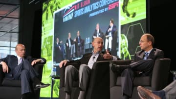 Boston, MA - MARCH 2: (L-R) Stan Kasten, President & CEO, Los Angeles Dodgers, Adam Silver, Deputy Commissioner & COO, NBA, and Jonathan Kraft, President, The Kraft Group during the 2013 MIT Sloan Sports Analytics Conference at the Boston Convention & Exhibition Center on March 2, 2013 in Boston, MA. NOTE TO USER: User expressly acknowledges and agrees that, by downloading and or using this photograph, User is consenting to the terms and conditions of the Getty Images License Agreement. Mandatory Copyright Notice: Copyright 2013 NBAE (Photo by Dov Friedmann/NBAE via Getty Images)