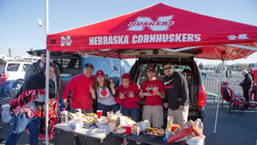 Dec 26, 2015; Santa Clara, CA, USA; Nebraska Fans tailgate outside of Levi