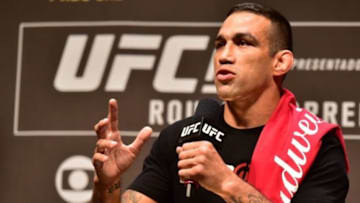 Jul 31, 2015; Rio de Janeiro, RJ, Brazil; Fabricio Werdum interacts with fans during a Q&A session before weigh-ins for UFC 190 at HSBC Arena. Mandatory Credit: Jason Silva-USA TODAY Sports
