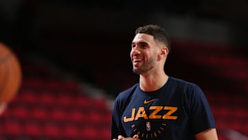 PORTLAND, OR - JANUARY 30: Georges Niang #31 of the Utah Jazz smiles before the game against the Portland Trail Blazers on January 30, 2019 at the Moda Center Arena in Portland, Oregon. Copyright 2019 NBAE (Photo by Sam Forencich/NBAE via Getty Images)