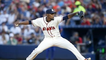 Jun 25, 2016; Atlanta, GA, USA; Atlanta Braves starting pitcher Julio Teheran (49) throws a pitch against the New York Mets in the fifth inning at Turner Field. Mandatory Credit: Brett Davis-USA TODAY Sports
