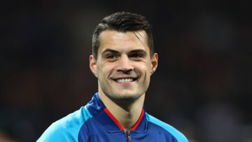 MILAN, ITALY - MARCH 08: Granit Xhaka of Arsenal during the UEFA Europa League Round of 16 match between AC Milan and Arsenal at the San Siro on March 8, 2018 in Milan, Italy. (Photo by Catherine Ivill/Getty Images)