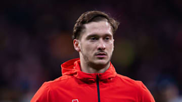 MADRID, SPAIN - DECEMBER 11: (BILD ZEITUNG OUT) Aleksei Miranchuk of Lokomotiv Moskva looks on during the UEFA Champions League group D match between Atletico Madrid and Lokomotiv Moskva at Wanda Metropolitano on December 11, 2019 in Madrid, Spain. (Photo by TF-Images/Getty Images)
