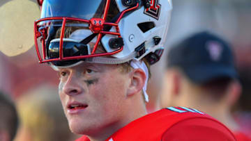 LUBBOCK, TX - SEPTEMBER 15: Alan Bowman #10 of the Texas Tech Red Raiders stands on the sidelines during the 4th quarter of the game against the Houston Cougars on September 15, 2018 at Jones AT&T Stadium in Lubbock, Texas. Texas Tech won the game 63-49. (Photo by John Weast/Getty Images)