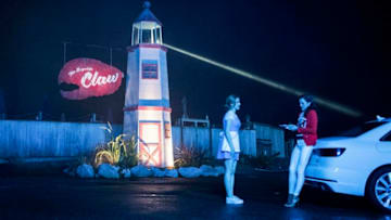 Nancy Drew -- "Pilot" -- Image Number: NCD101b_0266b.jpg -- Pictured (L-R): Kennedy McMann as Nancy and Sinead Curry as Tiffany -- Photo: Dean Buscher/The CW -- © 2019 The CW Network, LLC. All Rights Reserved.