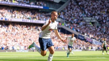 LONDON, ENGLAND - AUGUST 06: Eric Dier of Tottenham Hotspur celebrates after scoring their second goal during the Premier League match between Tottenham Hotspur and Southampton FC at Tottenham Hotspur Stadium on August 6, 2022 in London, United Kingdom. (Photo by Sebastian Frej/MB Media/Getty Images)