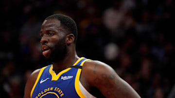 WASHINGTON, DC - FEBRUARY 03: Draymond Green #23 of the Golden State Warriors reacts in the second half against the Washington Wizards at Capital One Arena on February 03, 2020 in Washington, DC. NOTE TO USER: User expressly acknowledges and agrees that, by downloading and or using this photograph, User is consenting to the terms and conditions of the Getty Images License Agreement. (Photo by Patrick McDermott/Getty Images)