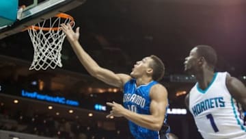 Orlando Magic rookie forward Aaron Gordon jumper over a Flamengo defender and threw down a huge jam on Wednesday night Mandatory Credit: Jeremy Brevard-USA TODAY Sports