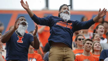 CHAMPAIGN, IL - SEPTEMBER 01: Illinois Fighting Illini fans cheer during the game against the Kent State Golden Flashes at Memorial Stadium on September 1, 2018 in Champaign, Illinois. (Photo by Michael Hickey/Getty Images)