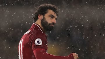 WOLVERHAMPTON, ENGLAND - DECEMBER 21: Mohmed Salah of Liverpool celebrates scoring the opening goal of the game during the Premier League match between Wolverhampton Wanderers and Liverpool FC at Molineux on December 22, 2018 in Wolverhampton, United Kingdom. (Photo by Richard Heathcote/Getty Images)