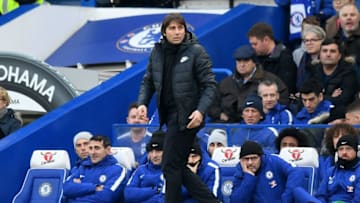 LONDON, ENGLAND - JANUARY 13: Antonio Conte, Manager of Chelsea looks on during the Premier League match between Chelsea and Leicester City at Stamford Bridge on January 13, 2018 in London, England. (Photo by Michael Regan/Getty Images)