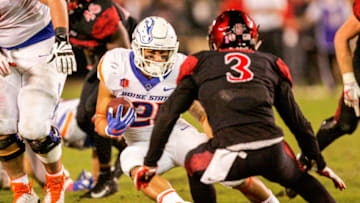 SAN DIEGO, CA - OCTOBER 14: Ryan Wolpin #21 of the Boise State Broncos runs with the ball against the San Diego State Aztecs during the 2nd half at SDCCU Stadium on October 14, 2017 in San Diego, California. (Photo by Kent Horner/Getty Images)