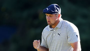 MAMARONECK, NEW YORK - SEPTEMBER 20: Bryson DeChambeau of the United States reacts on the 11th green during the final round of the 120th U.S. Open Championship on September 20, 2020 at Winged Foot Golf Club in Mamaroneck, New York. (Photo by Jamie Squire/Getty Images)