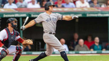 CLEVELAND, OH - JULY 12: Brett Gardner #11 of the New York Yankees hits a two run home run during the third inning against the Cleveland Indians at Progressive Field on July 12, 2018 in Cleveland, Ohio.(Photo by Jason Miller/Getty Images)