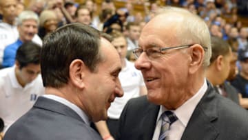 Duke basketball head coach Mike Krzyzewksi and Syracuse basketball head coach Jim Boeheim (Rob Kinnan-USA TODAY Sports)