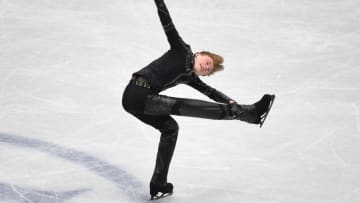 US Ilia Malinin performs during the men's short program skating event at the ISU World Figure Skating Championships in Montpellier, south of France, on March 24, 2022. (Photo by Sylvain THOMAS / AFP) (Photo by SYLVAIN THOMAS/AFP via Getty Images)