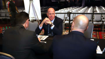 PHILADELPHIA, PA - JANUARY 19: New England Revolution draft table with head coach Brad Friedel during the MLS SuperDraft 2018 on January 19, 2018, at the Pennsylvania Convention Center in Philadelphia, PA. (Photo by Andy Mead/YCJ/Icon Sportswire via Getty Images)