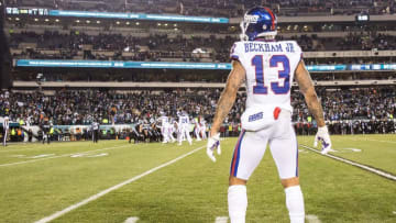 Dec 22, 2016; Philadelphia, PA, USA; New York Giants wide receiver Odell Beckham (13) watches from the sideline as time winds down on a Philadelphia Eagles victory at Lincoln Financial Field. The Philadelphia Eagles won 24-19. Mandatory Credit: Bill Streicher-USA TODAY Sports