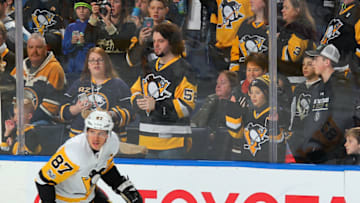 BUFFALO, NY - DECEMBER 01: Fans watch as Sidney Crosby