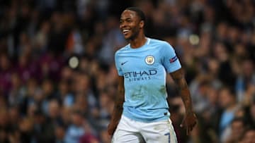 MANCHESTER, ENGLAND - SEPTEMBER 26: Raheem Sterling of Manchester City celebrates scoring his sides second goal during the UEFA Champions League Group F match between Manchester City and Shakhtar Donetsk at Etihad Stadium on September 26, 2017 in Manchester, United Kingdom. (Photo by Laurence Griffiths/Getty Images)