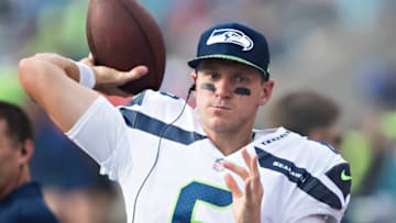 Auburn footballNASHVILLE, TN - SEPTEMBER 24: Austin Davis #6 of the Seattle Seahawks warms up on the sidelines during a game against the Tennessee Titans at Nissan Stadium on September 24, 2017 in Nashville, Tennessee. The Titans defeated the Seahawks 33-27. (Photo by Wesley Hitt/Getty Images)