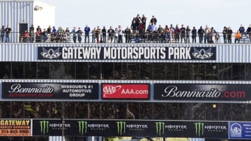 MADISON, IL - SEPTEMBER 22: Spectators watch the AAA Insurance Midwest Nationals NHRA Mello Yello Drag Racing Series from the roof of race control, Saturday, September 22, 2018, at Gateway Motorsports Park in Madison, Illinois. (Photo by David Allio/Icon Sportswire via Getty Images)