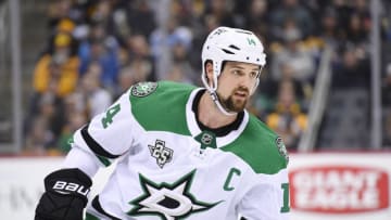 PITTSBURGH, PA - MARCH 11: Dallas Stars Left Wing Jamie Benn (14) looks on during the third period in the NHL game between the Pittsburgh Penguins and the Dallas Stars on March 11, 2018, at PPG Paints Arena in Pittsburgh, PA. The Penguins defeated the Stars 3-1. (Photo by Jeanine Leech/Icon Sportswire via Getty Images)