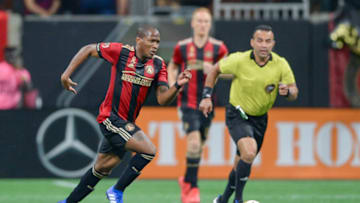 ATLANTA, GA SEPTEMBER 22: Atlanta's Darlington Nagbe (6) moves the ball up the field during the match between Atlanta United and Real Salt Lake on September 22nd, 2018 at Mercedes-Benz Stadium in Atlanta, GA. Atlanta United FC defeated Real Salt Lake by a score of 2 to 0. (Photo by Rich von Biberstein/Icon Sportswire via Getty Images)