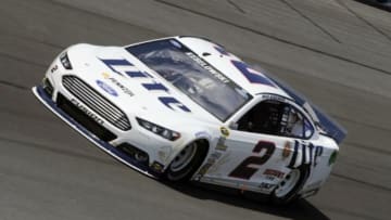 May 16, 2014; Charlotte, NC, USA; NASCAR Sprint Cup Series driver Brad Keselowski (2) during practice for the Sprint All-Star Race at Charlotte Motor Speedway. Mandatory Credit: Sam Sharpe-USA TODAY Sports
