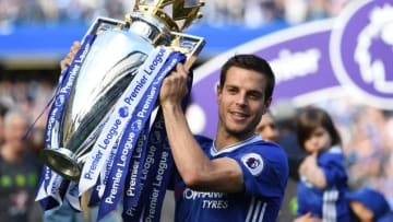 LONDON, ENGLAND - MAY 21: Cesar Azpilicueta of Chelsea holds the premier league trophy following the Premier League match between Chelsea and Sunderland at Stamford Bridge on May 21, 2017 in London, England. (Photo by Shaun Botterill/Getty Images)