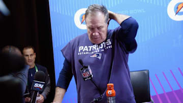 MINNEAPOLIS, MN - FEBRUARY 04: Head coach Bill Belichick of the New England Patriots speaks to the media after losing 41-33 to the Philadelphia Eagles in Super Bowl LII at U.S. Bank Stadium on February 4, 2018 in Minneapolis, Minnesota. (Photo by Larry Busacca/Getty Images)