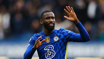 LONDON, ENGLAND - MARCH 13: Antonio Rudiger of Chelsea acknowledges the fans after the Premier League match between Chelsea and Newcastle United at Stamford Bridge on March 13, 2022 in London, United Kingdom. (Photo by Craig Mercer/MB Media/Getty Images)