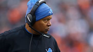 Dec 24, 2017; Cincinnati, OH, USA; Detroit Lions head coach Jim Caldwell stands on the sidelines against the Cincinnati Bengals in the second half at Paul Brown Stadium. Mandatory Credit: Aaron Doster-USA TODAY Sports