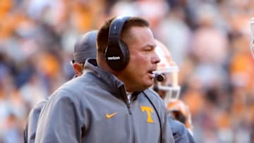 Nov 19, 2016; Knoxville, TN, USA; Tennessee Volunteers head coach Butch Jones during the first quarter against the Missouri Tigers at Neyland Stadium. Mandatory Credit: Randy Sartin-USA TODAY Sports