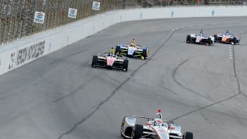 FORT WORTH, TX - JUNE 09: Will Power, driver of the #12 Verizon Team Penske Chevrolet, leads a pack of cars during the Verizon IndyCar Series DXC Technology 600 at Texas Motor Speedway on June 9, 2018 in Fort Worth, Texas. (Photo by Robert Laberge/Getty Images)