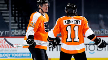 Justin Braun and Travis Konecny, Philadelphia Flyers (Photo by Tim Nwachukwu/Getty Images)