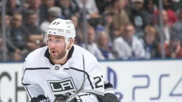 TORONTO, ON - OCTOBER 23: Los Angeles Kings defenseman Alec Martinez #27 skates against the Toronto Maple Leafs during the first period at the Air Canada Centre on October 23, 2017 in Toronto, Ontario, Canada. (Photo by Kevin Sousa/NHLI via Getty Images)