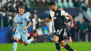 TURIN, ITALY - NOVEMBER 26: Sami Khedira of Juventus runs with the ball during the UEFA Champions League group D match between Juventus and Atletico Madrid at Allianz Stadium on November 26, 2019 in Turin, Italy. (Photo by Quality Sport Images/Getty Images)
