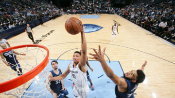 MEMPHIS, TN - FEBRUARY 5: Ivan Rabb #10 of the Memphis Grizzlies drives to the basket during the game against the Minnesota Timberwolves on February 5, 2019 at FedExForum in Memphis, Tennessee. NOTE TO USER: User expressly acknowledges and agrees that, by downloading and or using this photograph, User is consenting to the terms and conditions of the Getty Images License Agreement. Mandatory Copyright Notice: Copyright 2019 NBAE (Photo by Joe Murphy/NBAE via Getty Images)