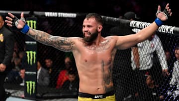 SACRAMENTO, CALIFORNIA - JULY 13: John Allan of Brazil celebrates after his victory over Mike Rodriguez in their light heavyweight bout during the UFC Fight Night event at Golden 1 Center on July 13, 2019 in Sacramento, California. (Photo by Jeff Bottari/Zuffa LLC/Zuffa LLC via Getty Images)