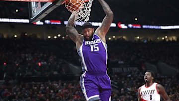 Dec 28, 2016; Portland, OR, USA; Sacramento Kings forward DeMarcus Cousins (15) dunks the ball against the Portland Trail Blazers in the first half at Moda Center. Mandatory Credit: Jaime Valdez-USA TODAY Sports