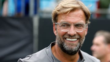 CHARLOTTE, NC - JULY 22: Jurgen Klopp Liverpool coach on the sidelines against Borussia Dortmund during an International Champions Cup match at Bank of America Stadium on July 22, 2018 in Charlotte, North Carolina. (Photo by Bob Leverone/Getty Images)