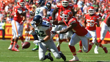 Aug 13, 2016; Kansas City, MO, USA; Seattle Seahawks tight end Luke Willson (82) can