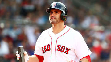 BOSTON, MA - AUGUST 19: J.D. Martinez #28 of the Boston Red Sox reacts after striking out in the seventh inning of a game against the Tampa Bay Rays at Fenway Park on August 19, 2018 in Boston, Massachusetts. (Photo by Adam Glanzman/Getty Images)