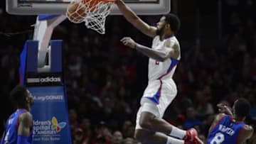 Jan 3, 2015; Los Angeles, CA, USA; Los Angeles Clippers center DeAndre Jordan (6) dunks the ball against the Los Angeles Clippers during the second quarter at Staples Center. Mandatory Credit: Kelvin Kuo-USA TODAY Sports