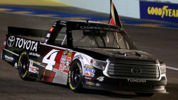 HOMESTEAD, FL - NOVEMBER 20: Erik Jones, driver of the #4 Toyota, celebrates after winning the series championship during the NASCAR Camping World Truck Series Ford EcoBoost 200 at Homestead-Miami Speedway on November 20, 2015 in Homestead, Florida. (Photo by Mike Ehrmann/Getty Images)